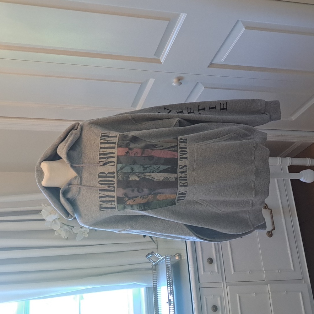 JERZEES‎ Womens Taylor Swift Eras Tour Swiftie Hoodie Sweatshirt Grey Size Large